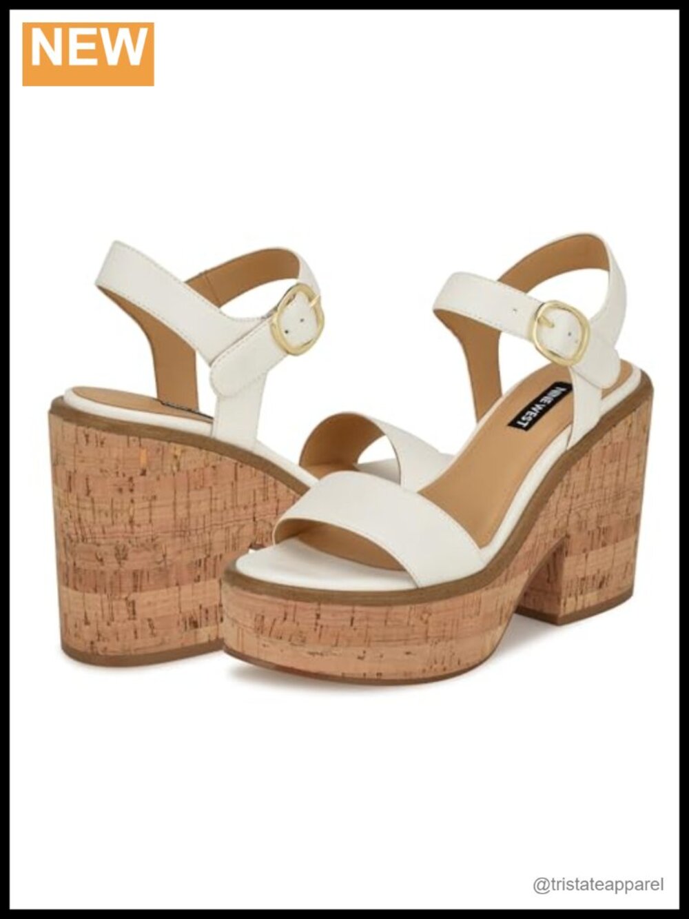 Nine West Amye Dress Sandal Faux Leather Block Heel Ankle Strap